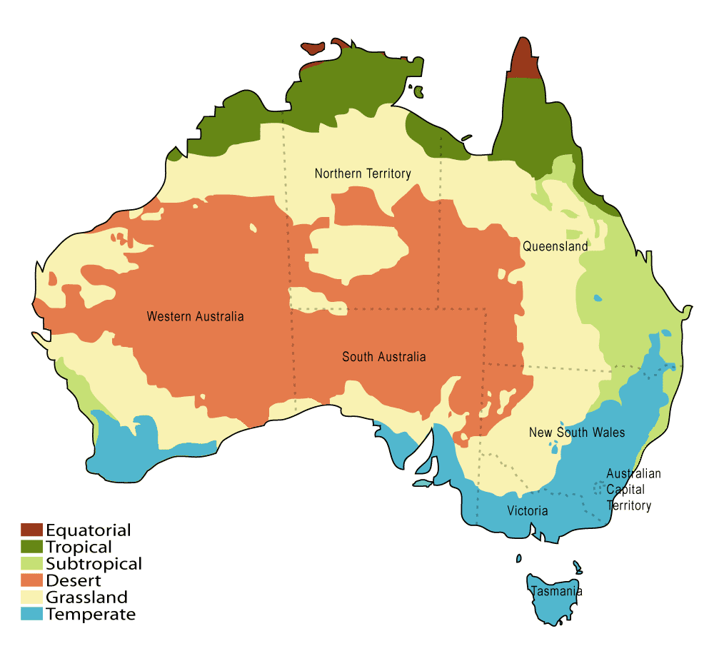 Mapa de climas en Australia