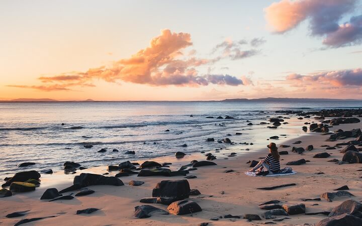 Atardecer en playa de Noosa Heads